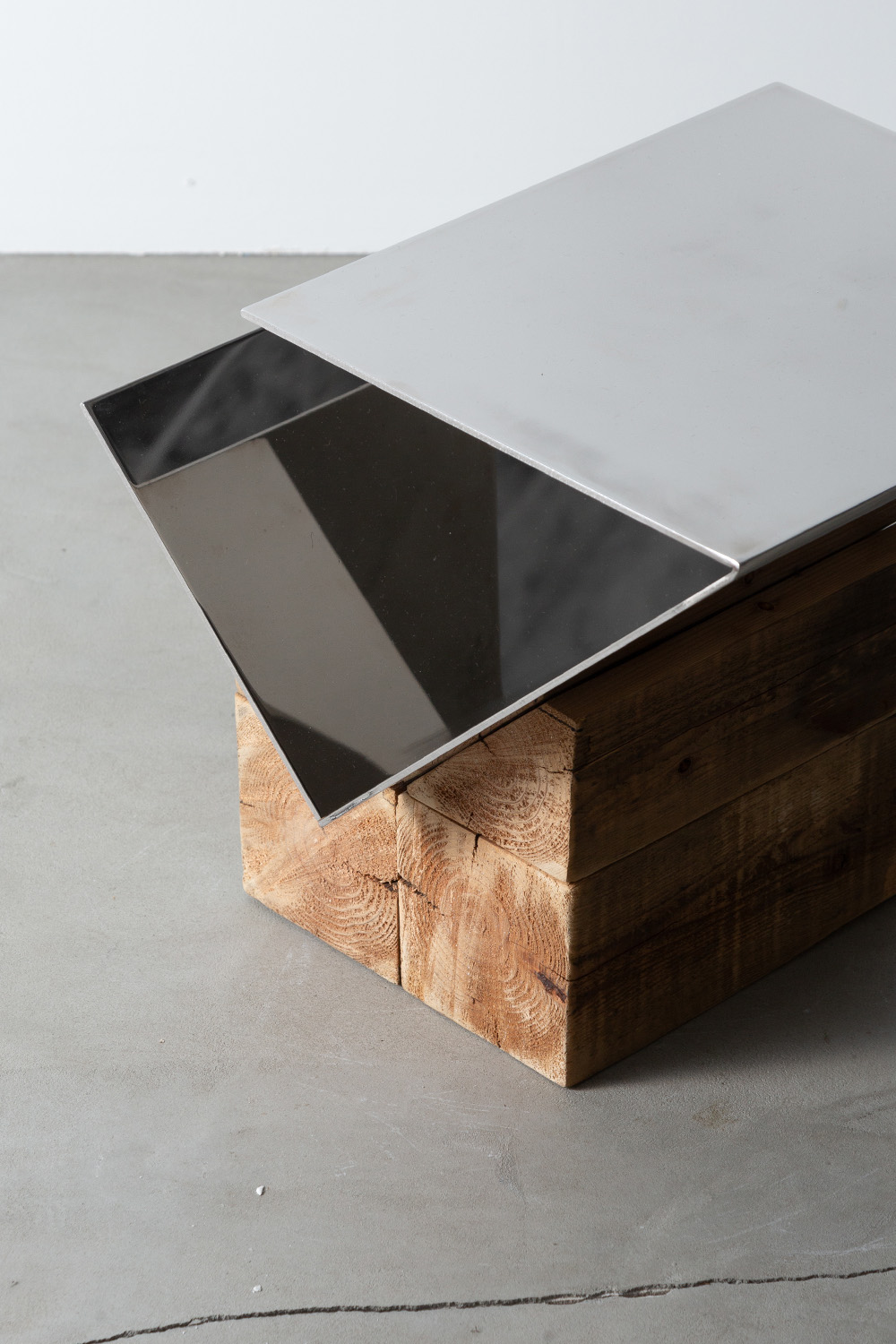 Side Table a by AtMa inc. in Stainless and Wood