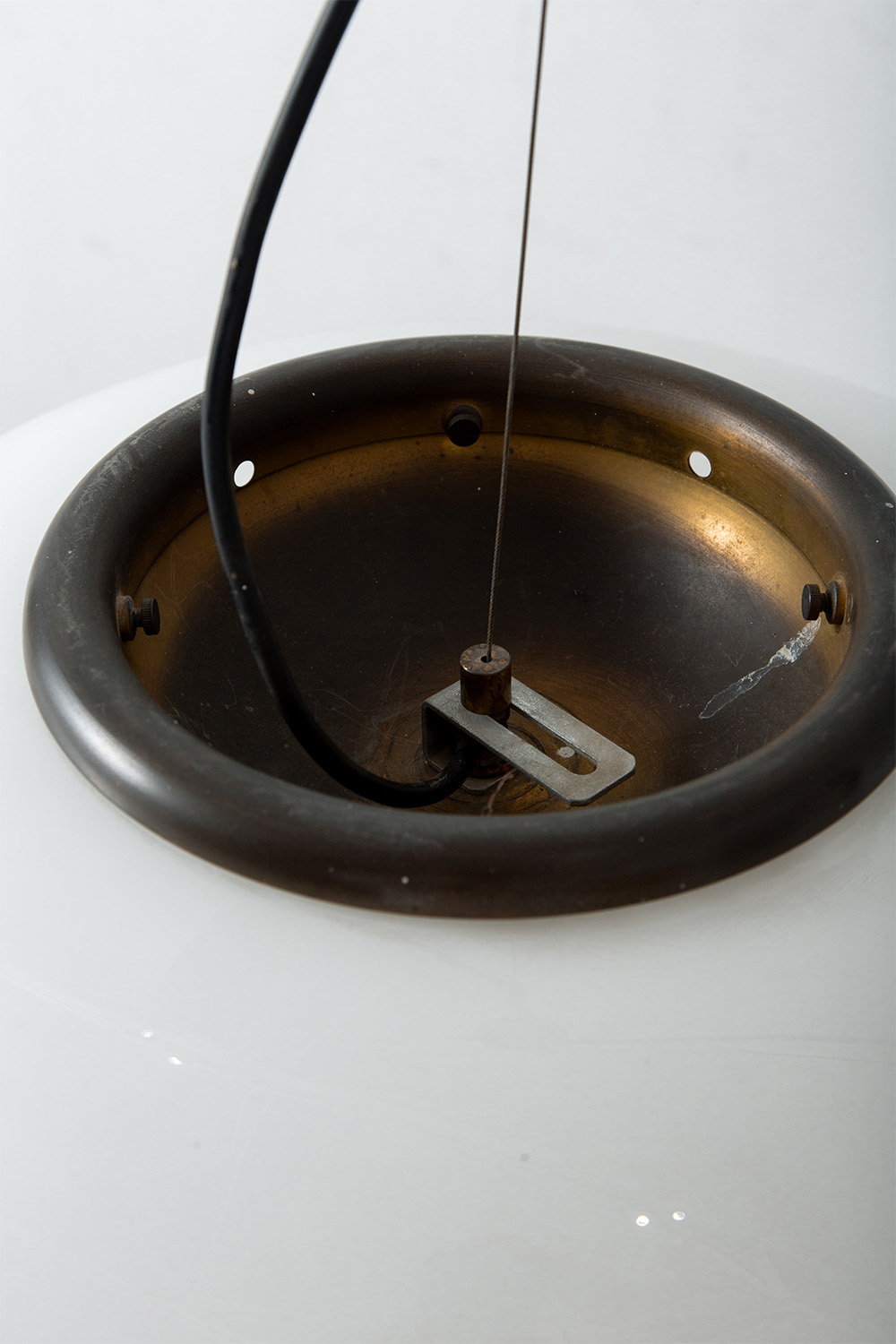 Vintage Pendant Lamp in Glass and Brass