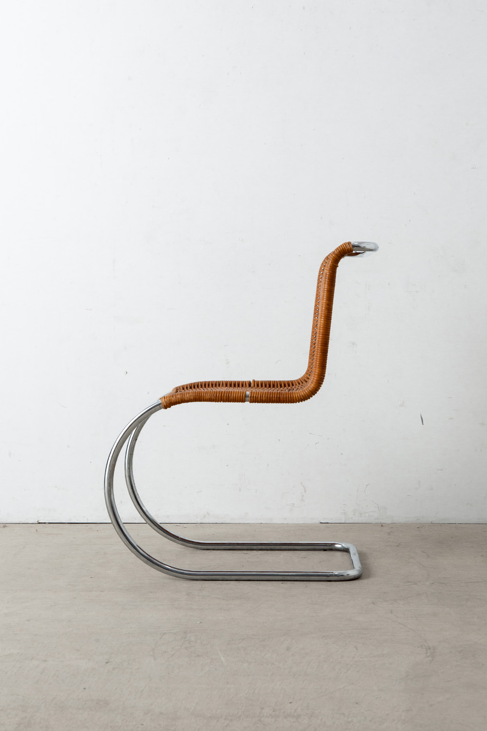 ‘MR10’ Chair by Mies van der Rohe in Chrome and Rattan