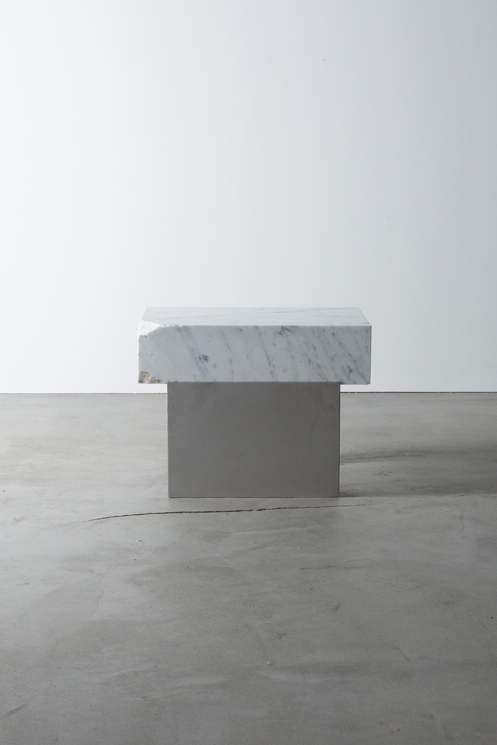 Side Table X by AtMa inc. in Bianco Carrara and Stainless