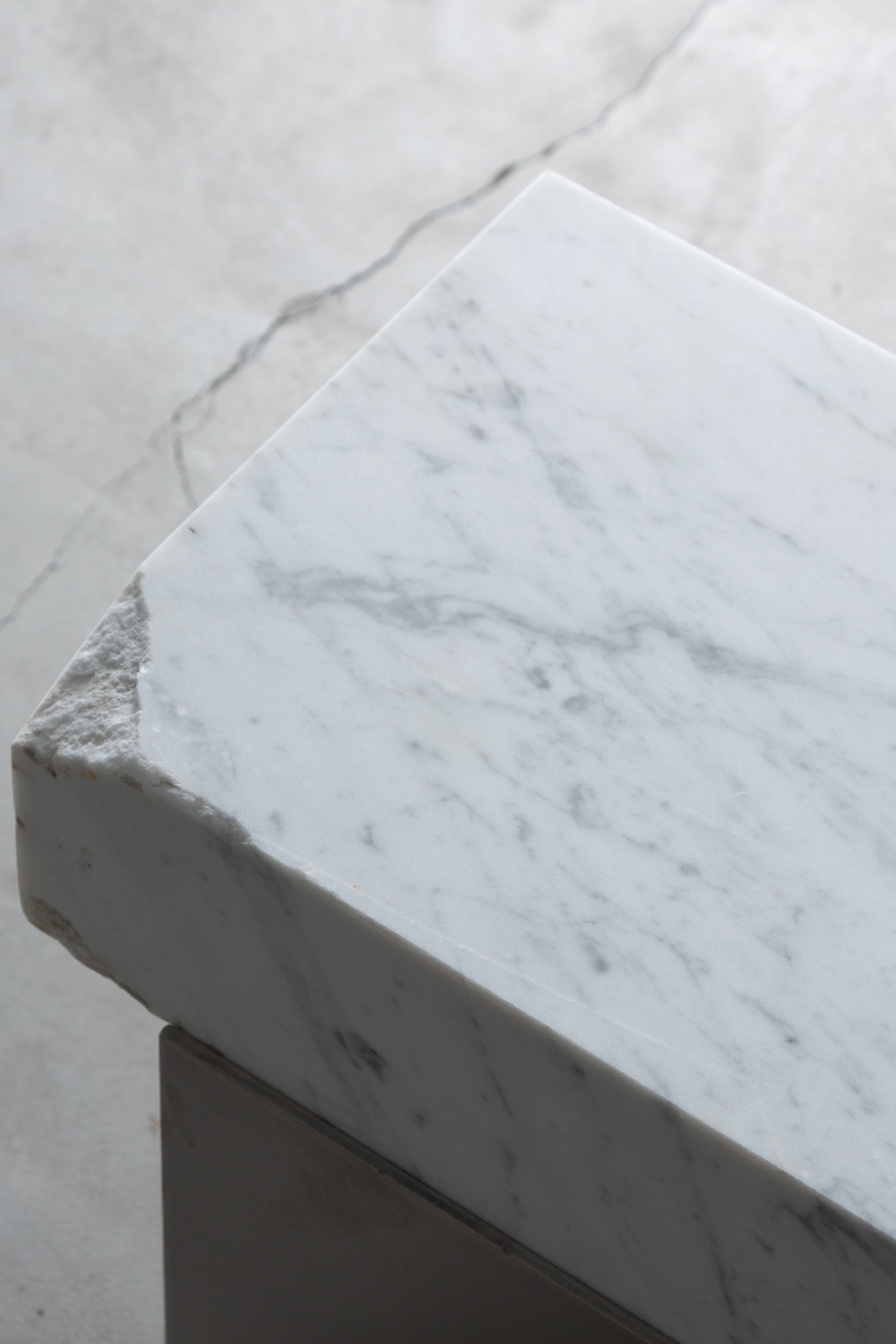 Side Table X by AtMa inc. in Bianco Carrara and Stainless