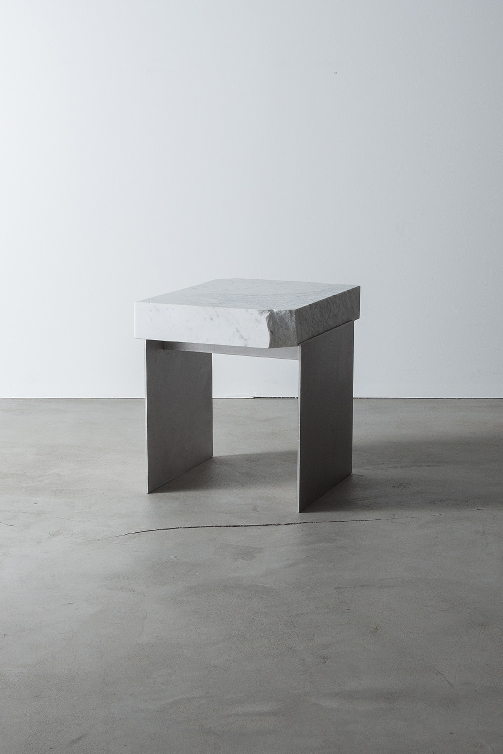 Side Table V by AtMa inc. in Marble and Stainless