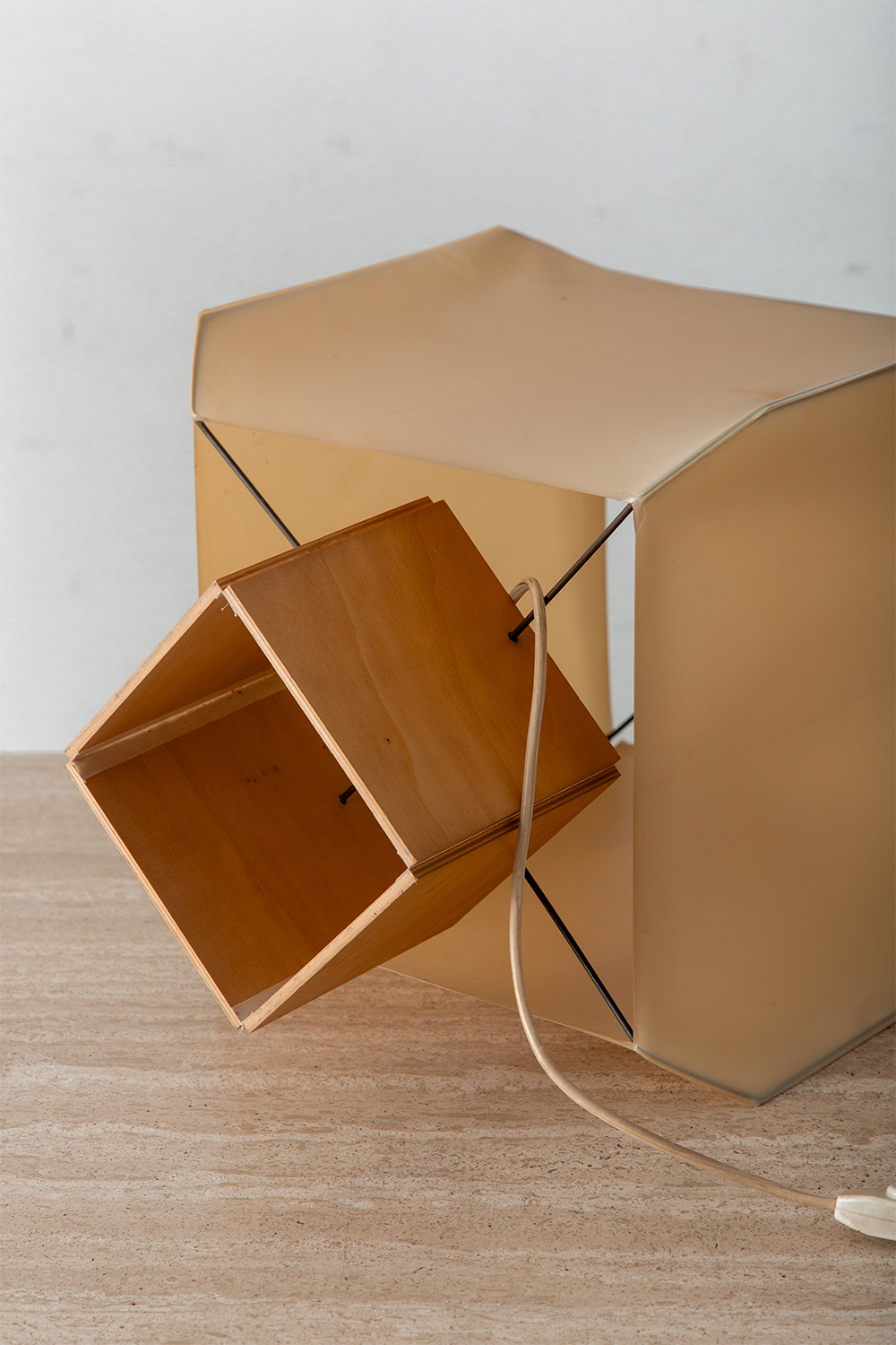 ‘Bali’ Table Lamp by Bruno Munari for Danese in Wood , Metal and Rice paper