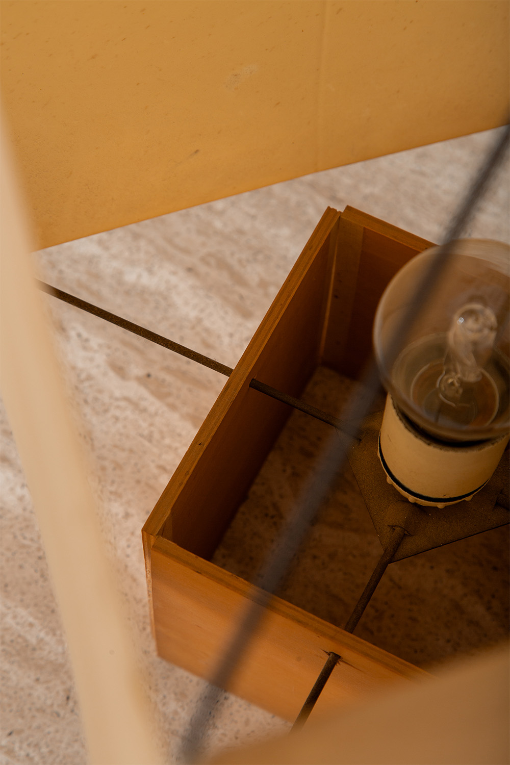 ‘Bali’ Table Lamp by Bruno Munari for Danese in Wood , Metal and Rice paper