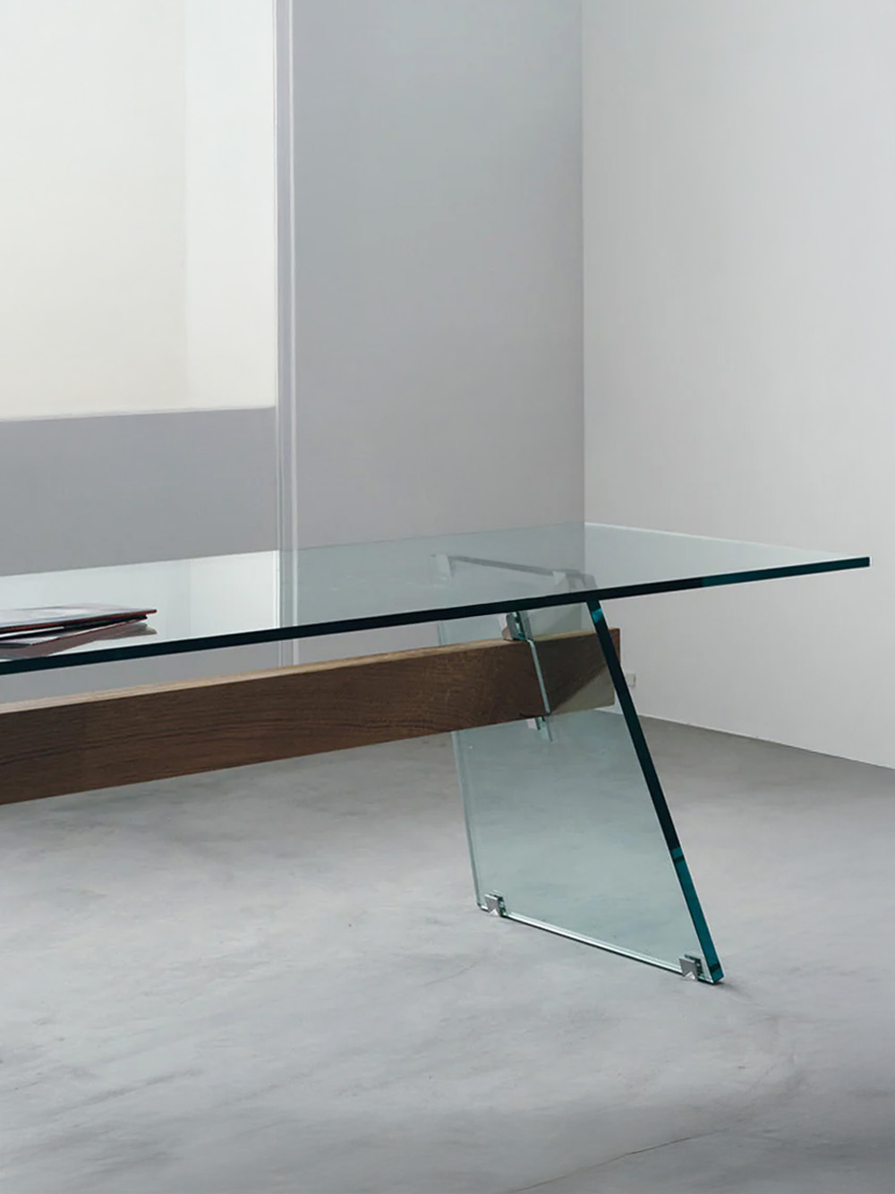 Compression Table by Philippe Starck for GLAS ITALIA in Glass and Wood