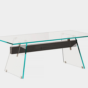 Compression Table by Philippe Starck for GLAS ITALIA in Glass and Wood Clear × Black