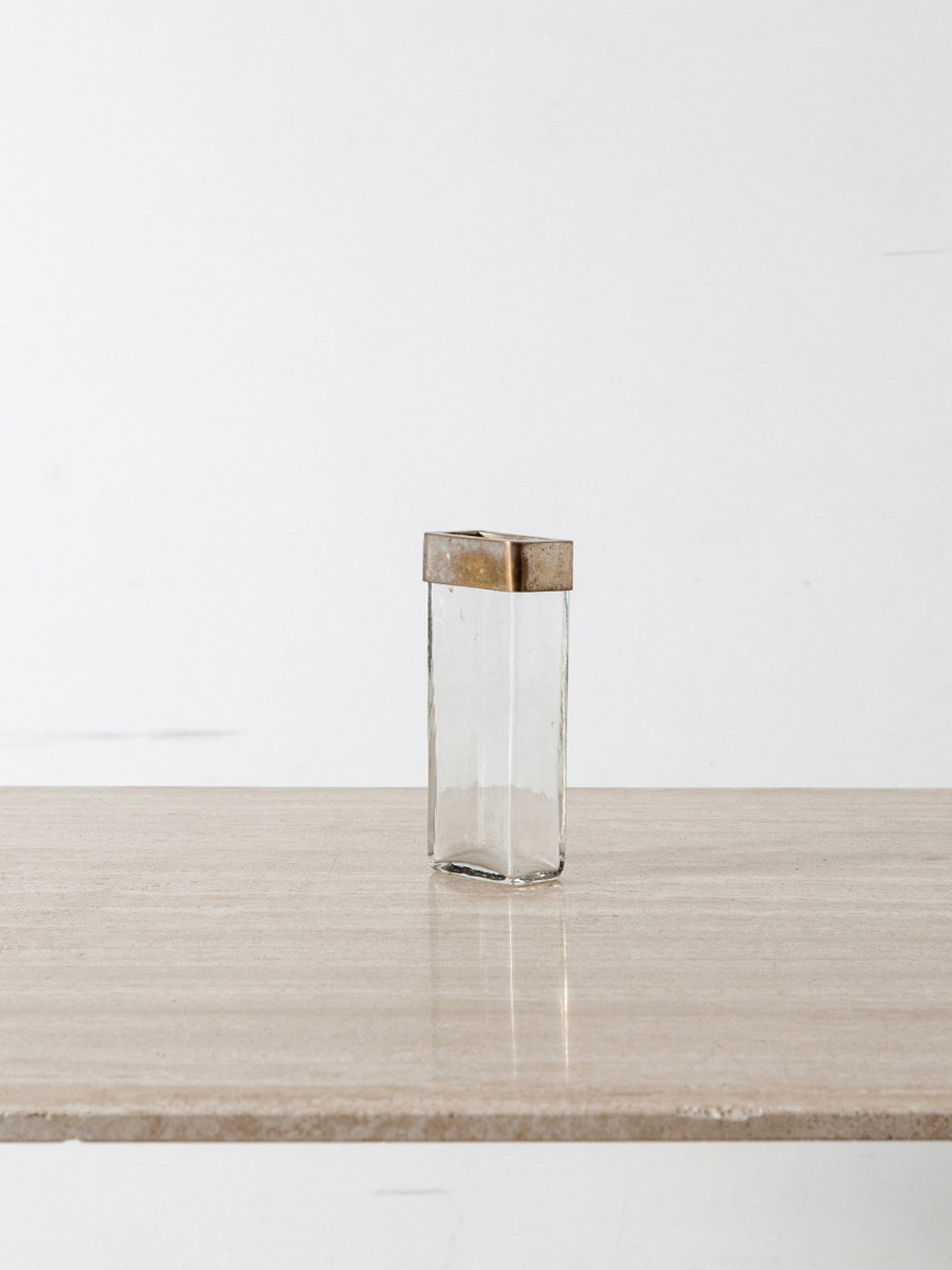 Square Vase in Metal and Glass