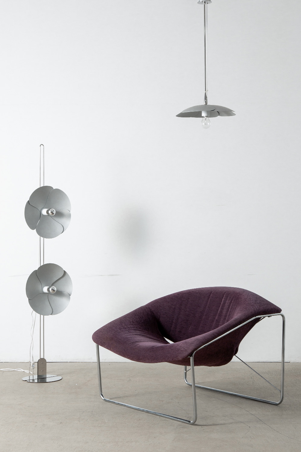 ‘Cubic’ Chair by Olivier Mourgue for Airborne in Fabric and Chrome