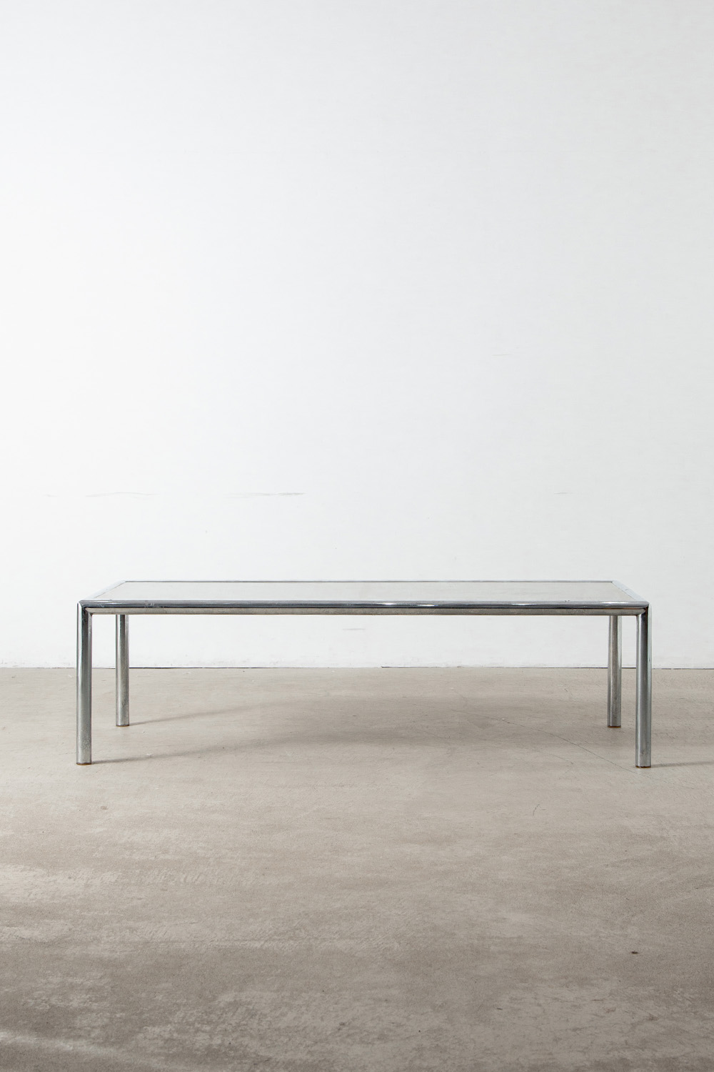 Coffe Table in Glass , Chrome and Rattan