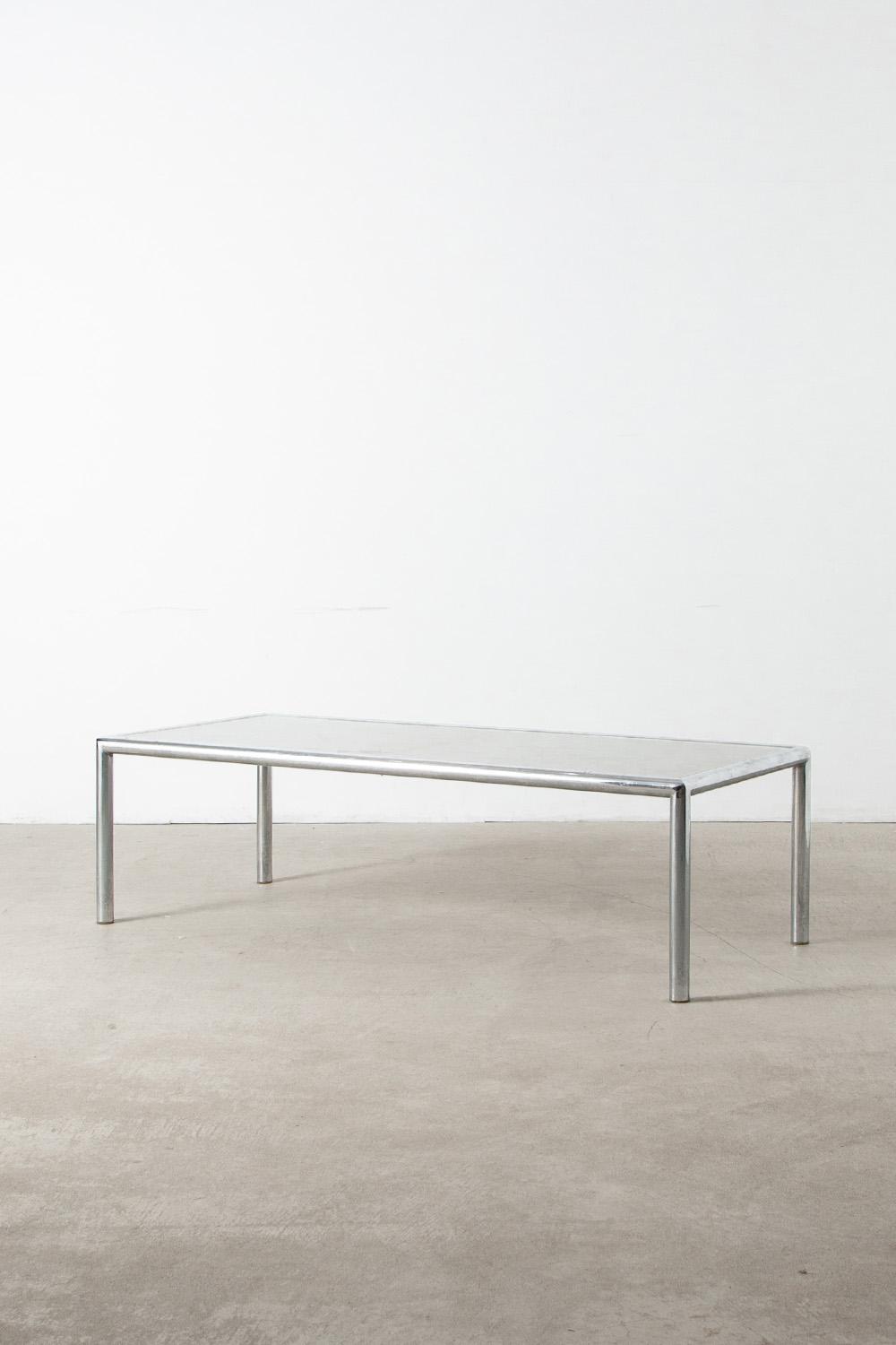 Coffe Table in Glass , Chrome and Rattan