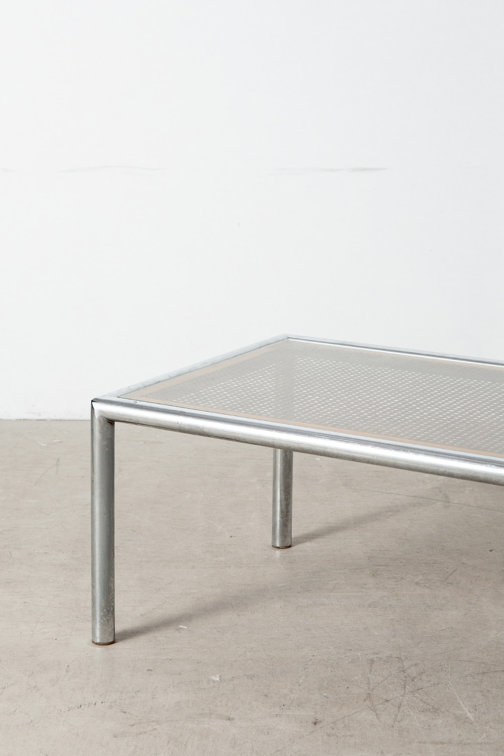 Coffe Table in Glass , Chrome and Rattan