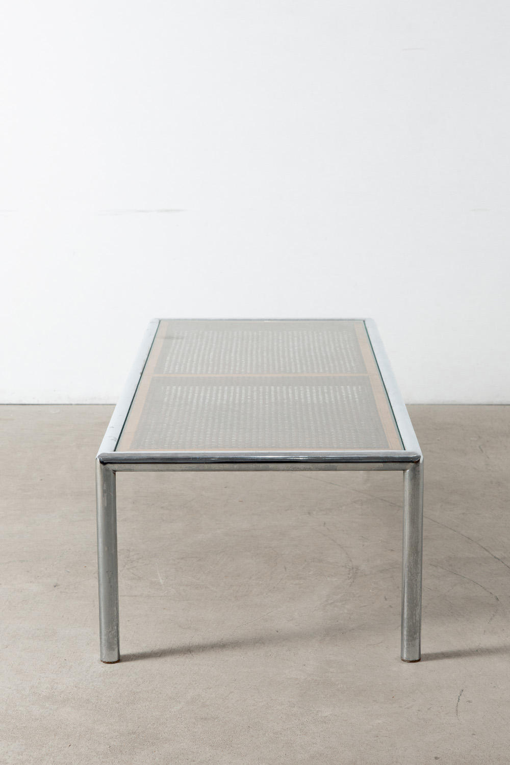 Coffe Table in Glass , Chrome and Rattan