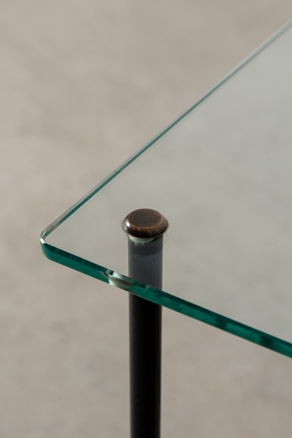 Side Table in Glass , Brass and Steel