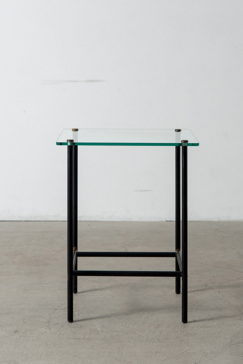 Side Table in Glass , Brass and Steel