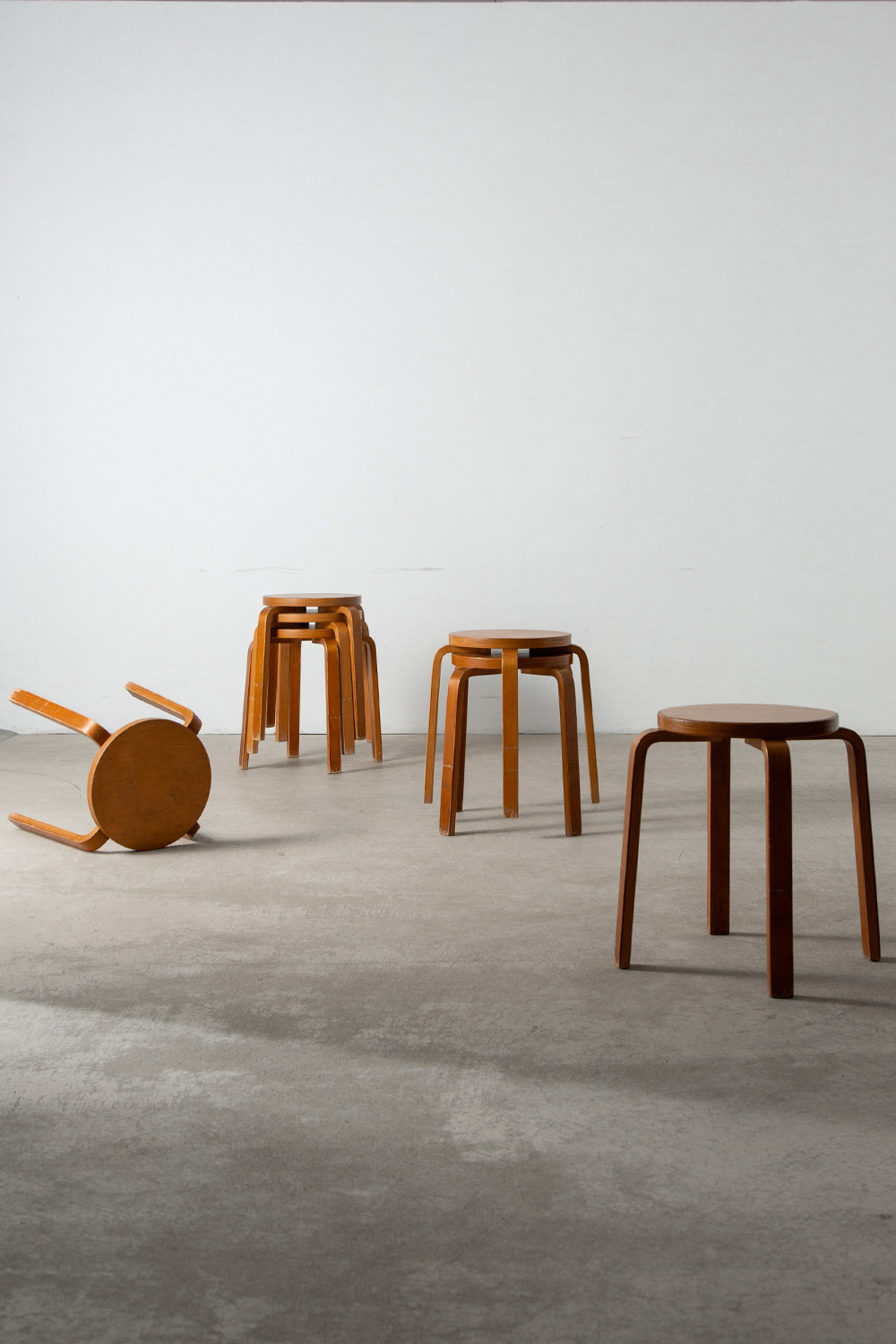 Alvar Aalto Style Stool in Wood