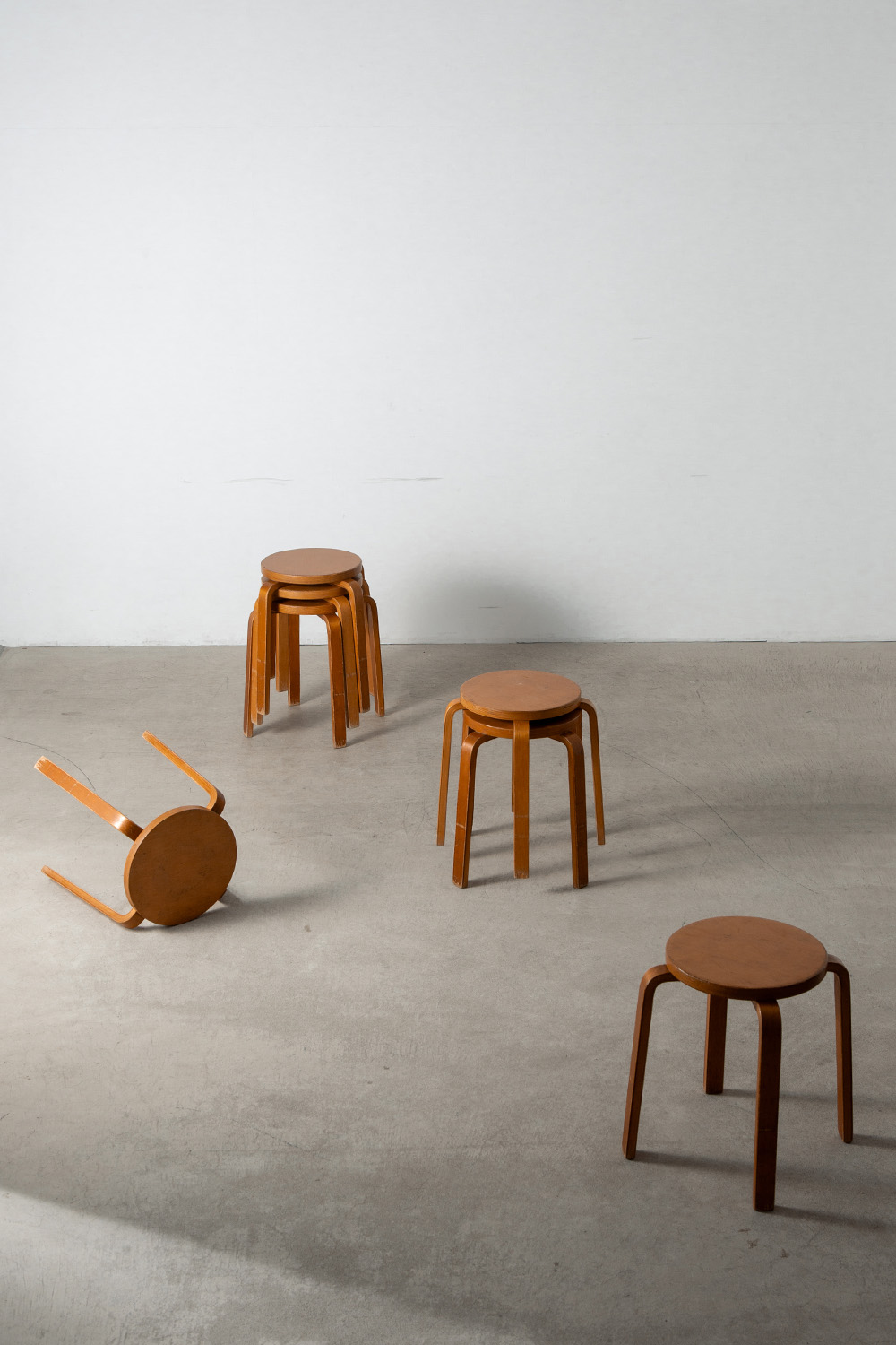 Alvar Aalto Style Stool in Wood