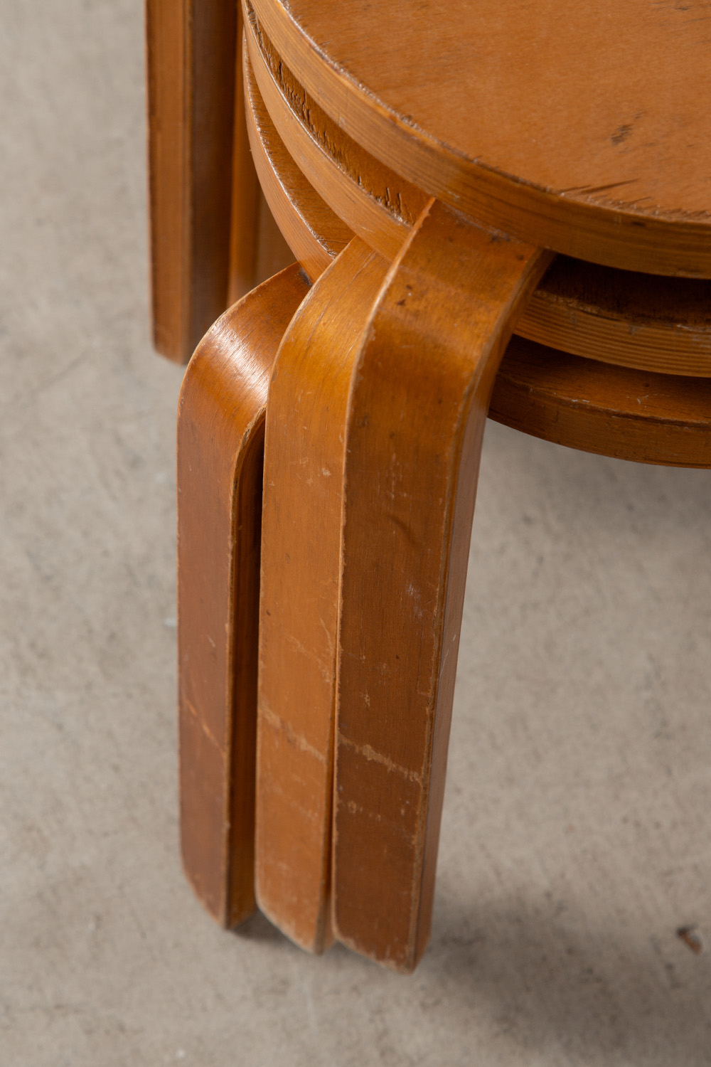 Alvar Aalto Style Stool in Wood