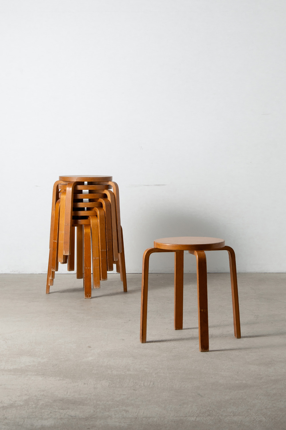 Alvar Aalto Style Stool in Wood
