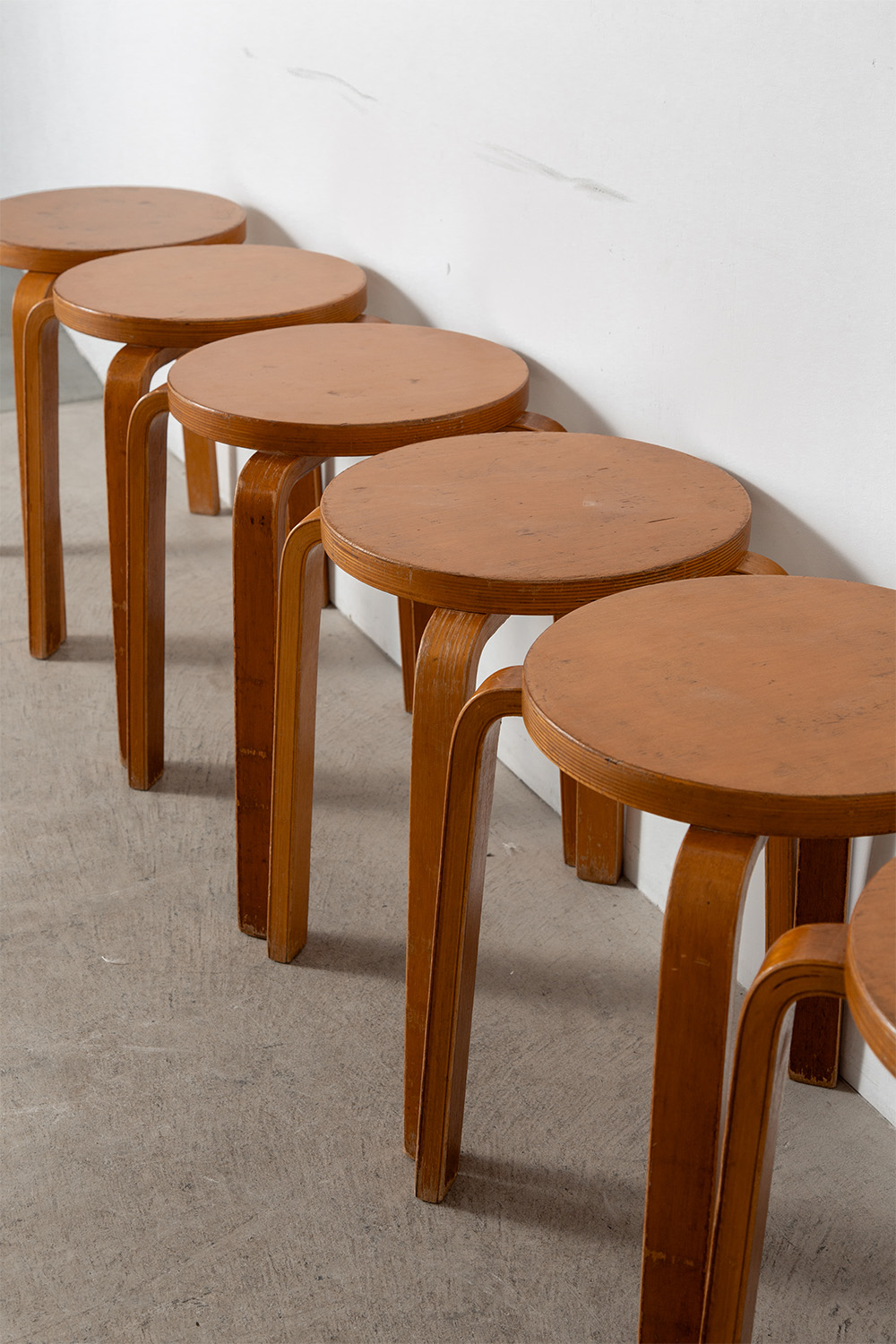 Alvar Aalto Style Stool in Wood