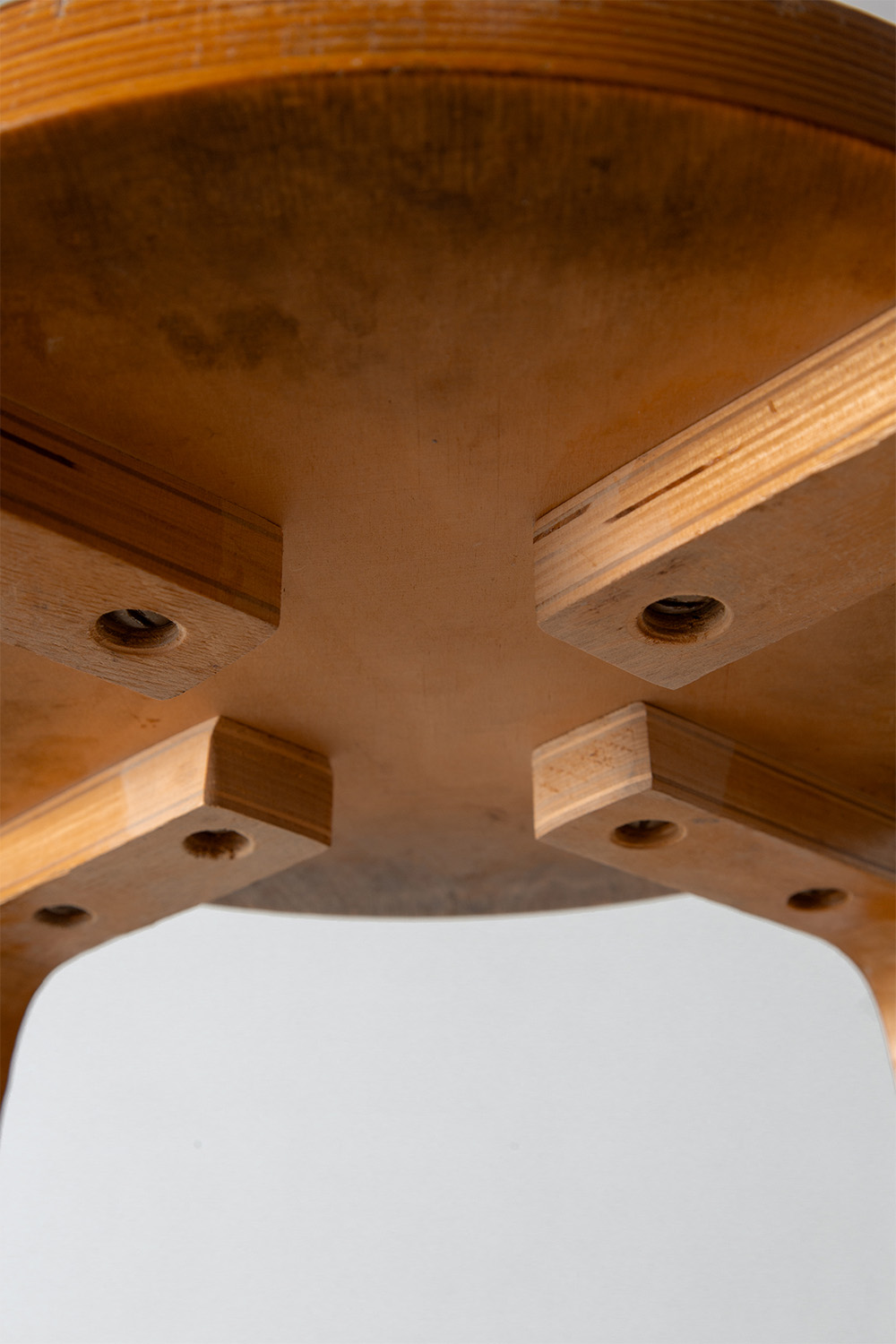 Alvar Aalto Style Stool in Wood