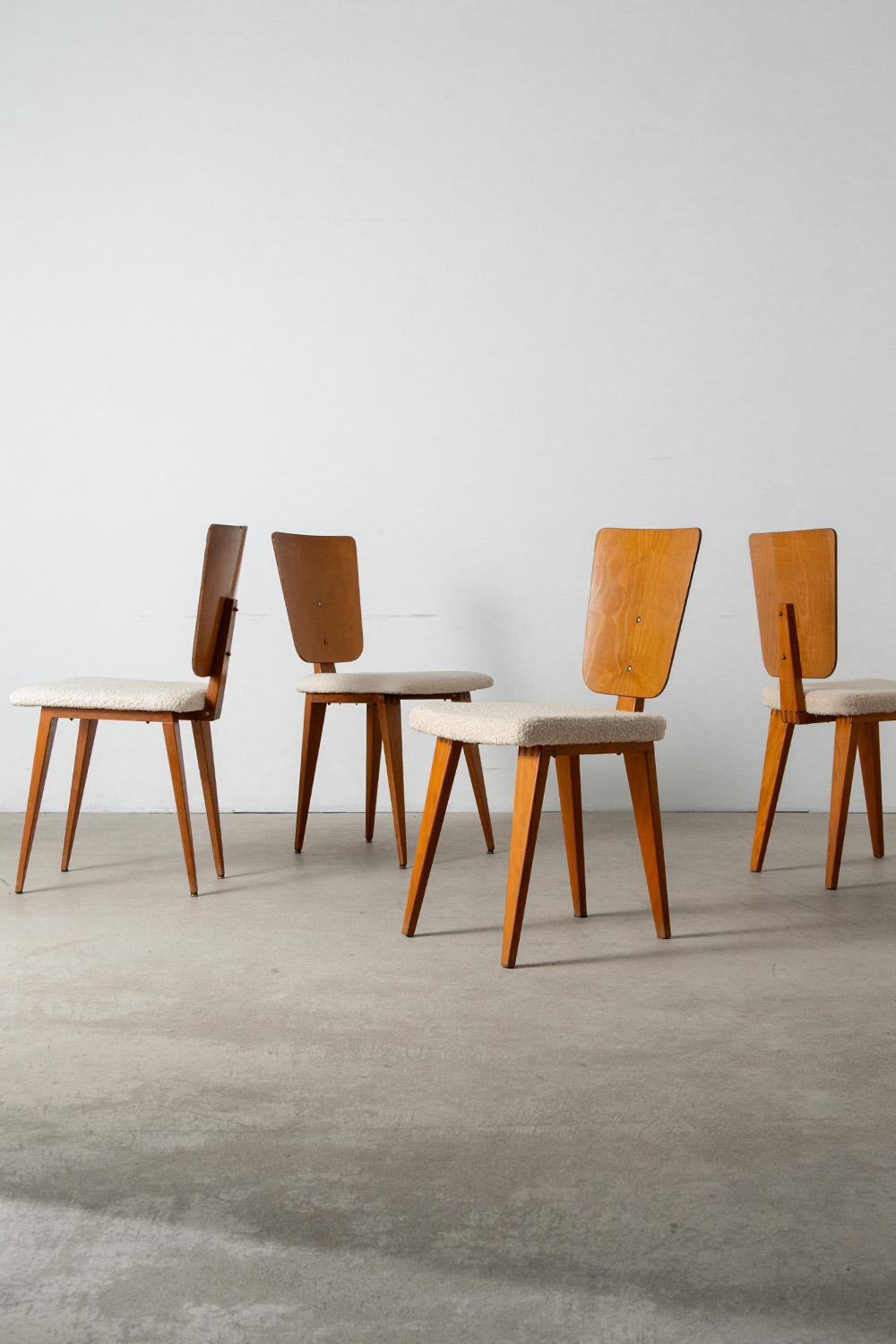 Dining Chair by André Sornay in Wood and Fabric