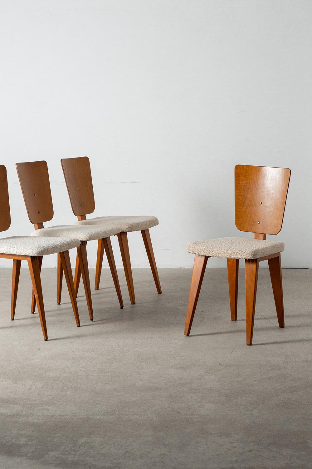 Dining Chair by André Sornay in Wood and Fabric