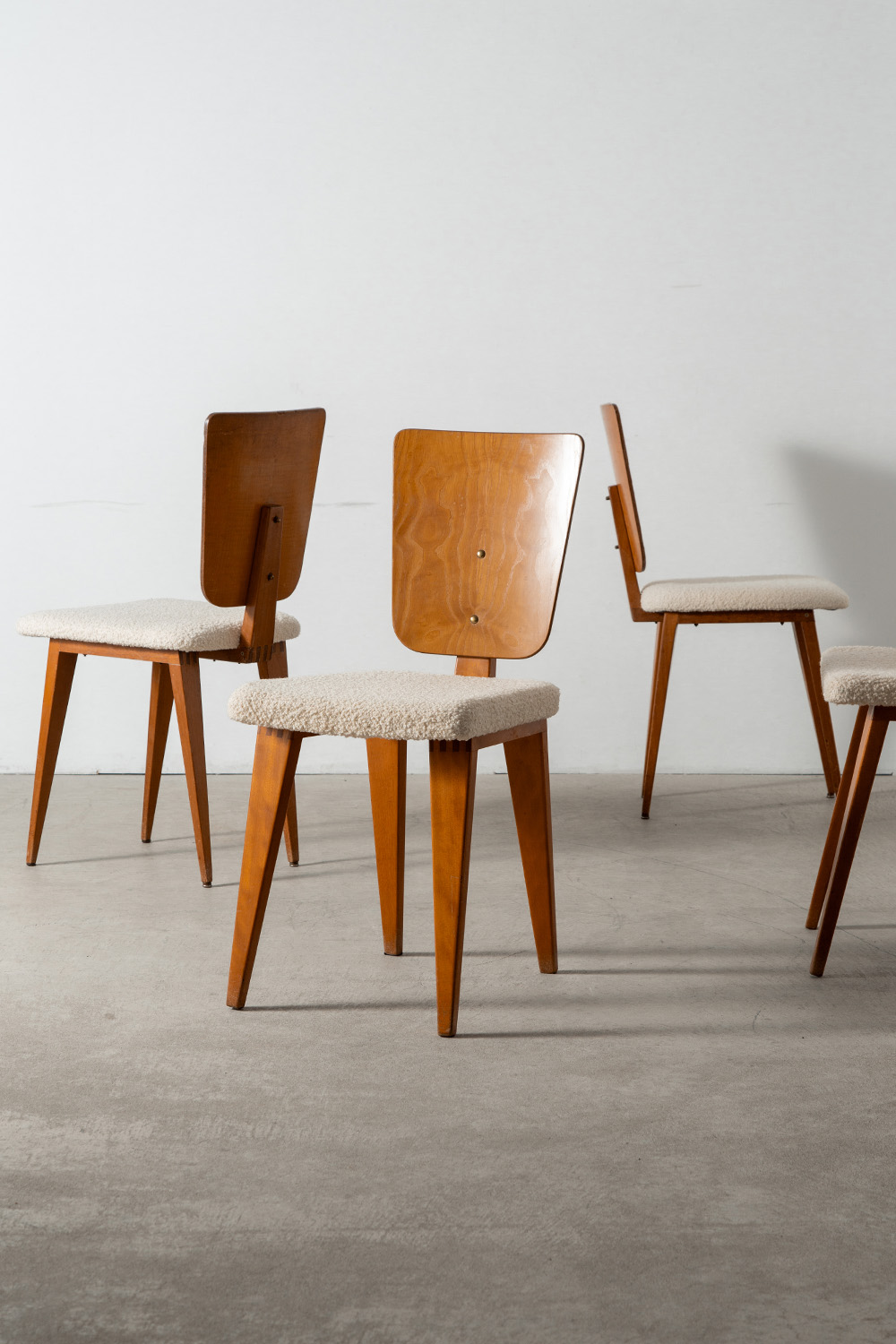 Dining Chair by André Sornay in Wood and Fabric