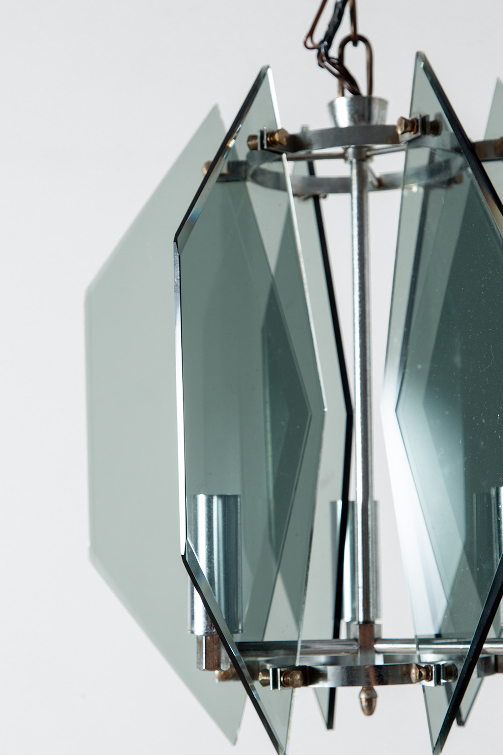 Pendant Lamp in Glass and Metal