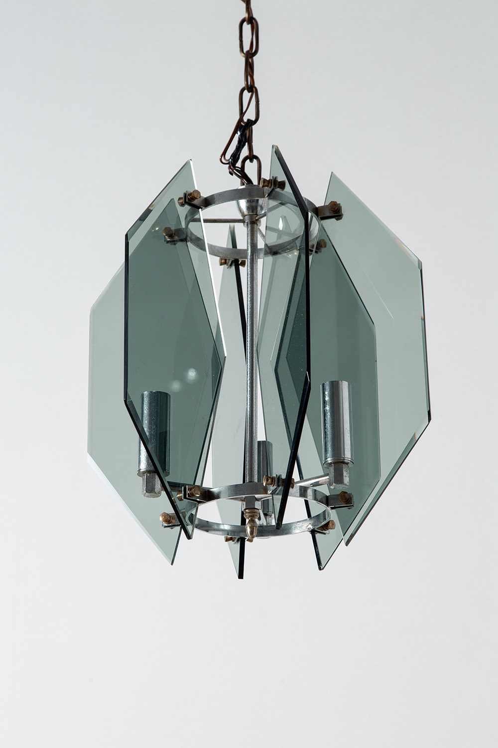 Pendant Lamp in Glass and Metal
