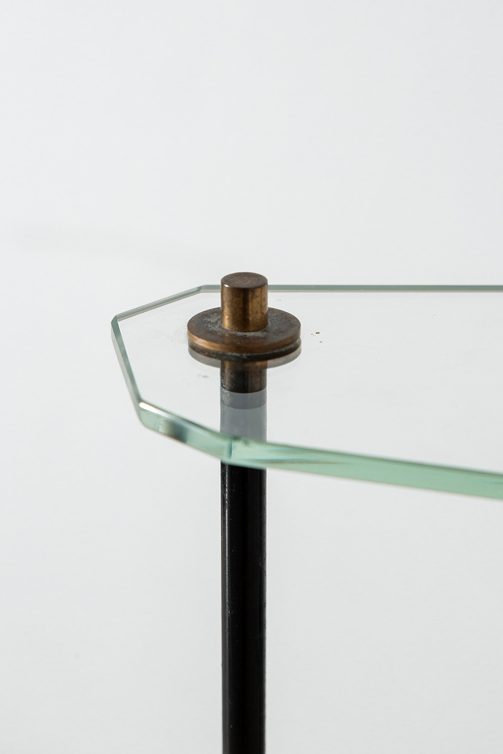 Display Stand in Glass , Brass and Steel