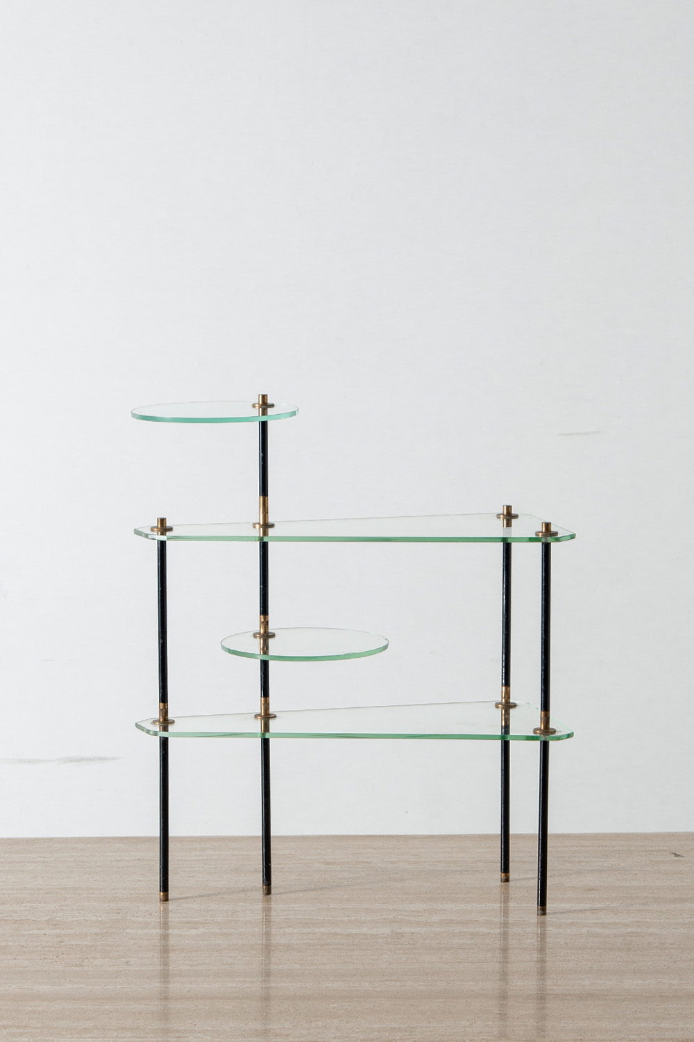 Display Stand in Glass , Brass and Steel