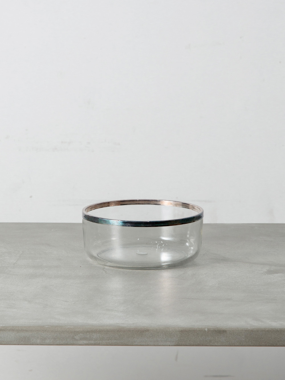 Vintage Bowl in Glass and Chrome