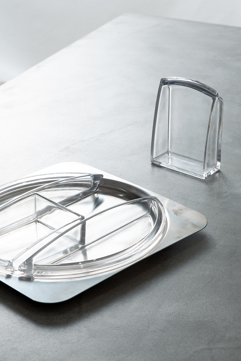 Relish Tray for ICM in Stainless and Glass