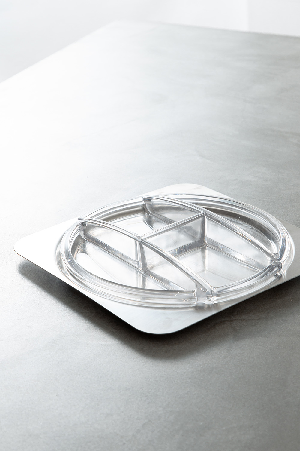 Relish Tray for ICM in Stainless and Glass
