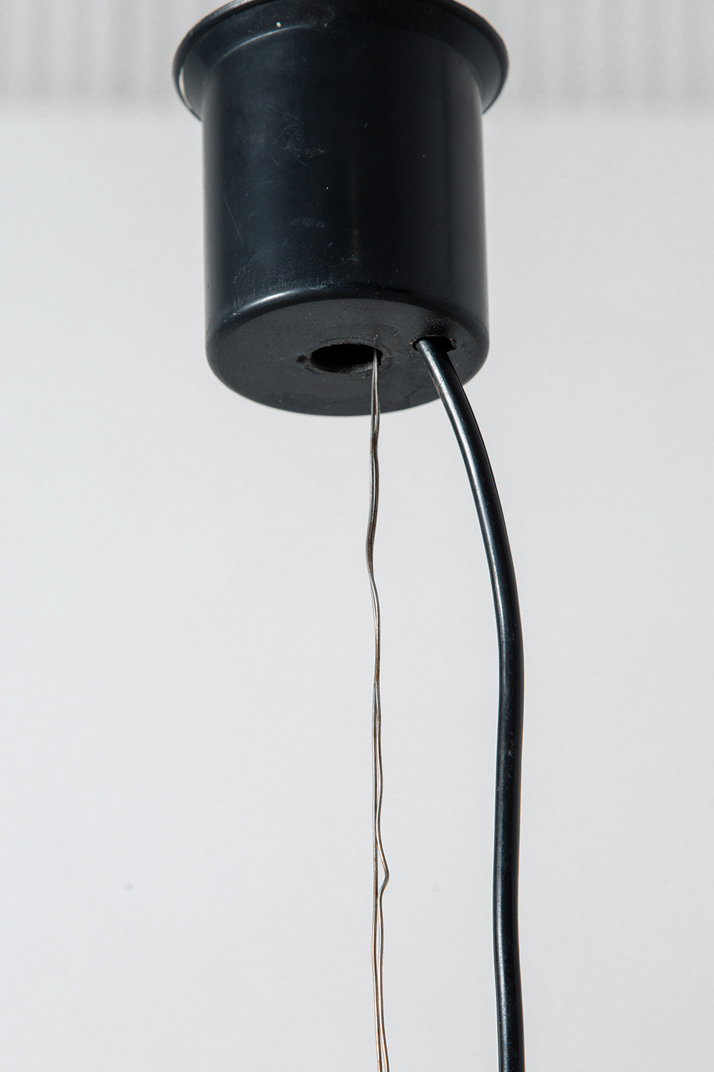 Pendant Lamp by Vico Magistretti in Glass , Plastic , Brass and Wood