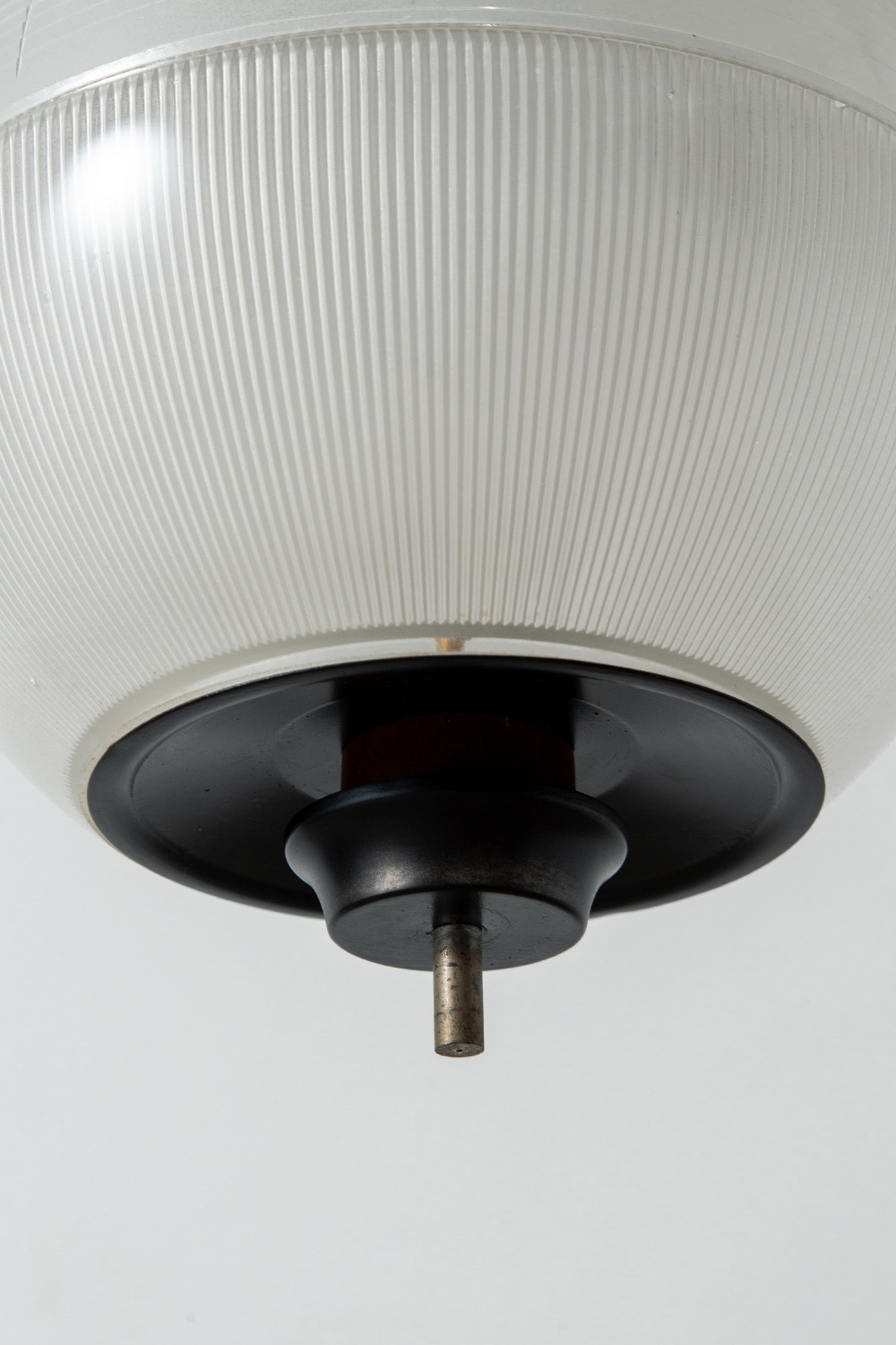 Pendant Lamp by Vico Magistretti in Glass , Plastic , Brass and Wood