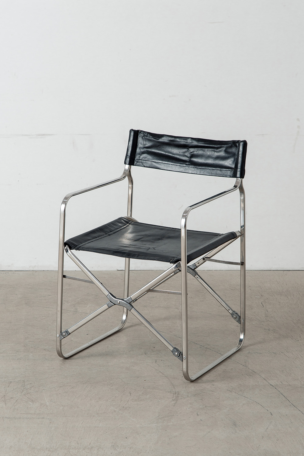 ‘April’ Folding Chair by Gae Aulenti for Zanotta in Leather and Chrome