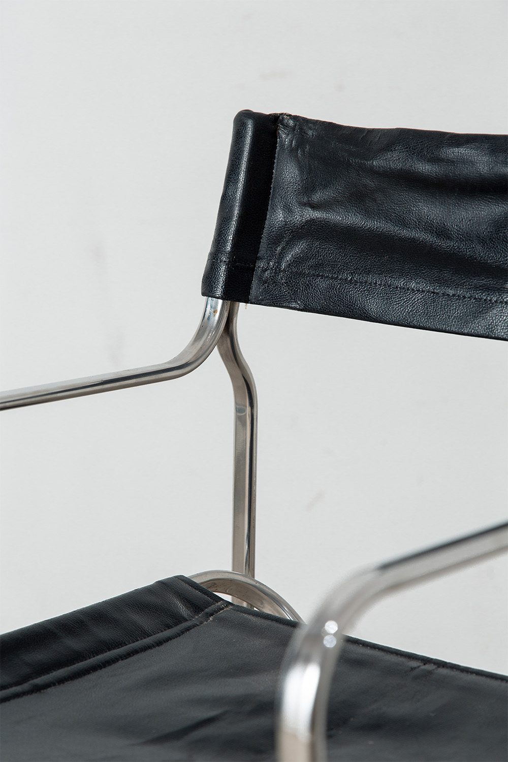 ‘April’ Folding Chair by Gae Aulenti for Zanotta in Leather and Chrome