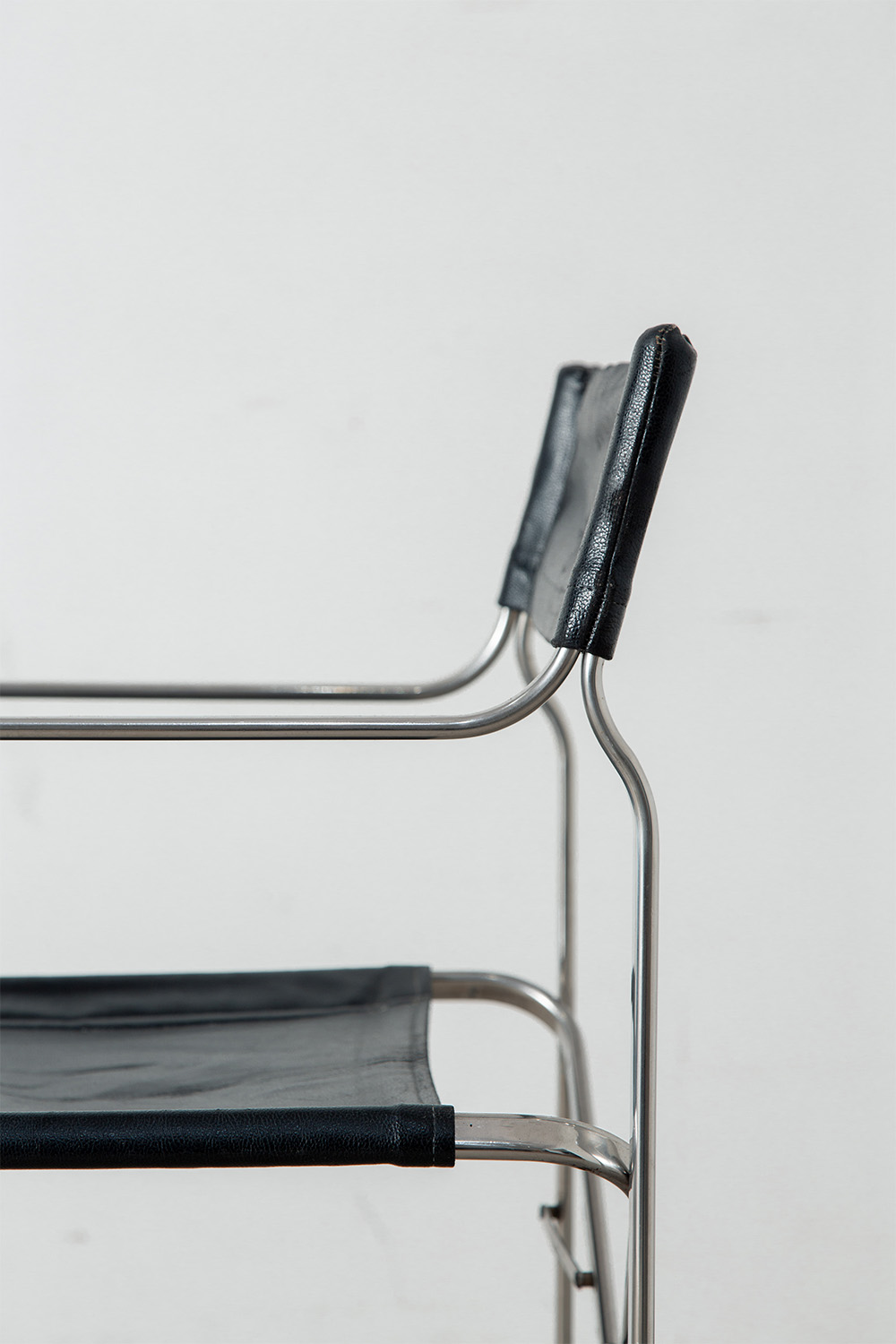 ‘April’ Folding Chair by Gae Aulenti for Zanotta in Leather and Chrome