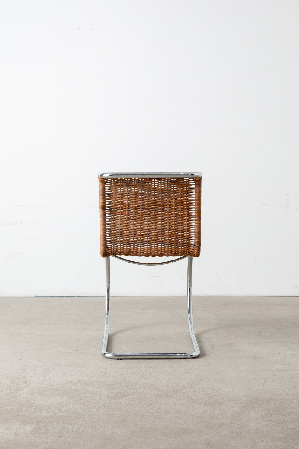 ‘MR10’ Chair by Mies van der Rohe in Chrome and Rattan