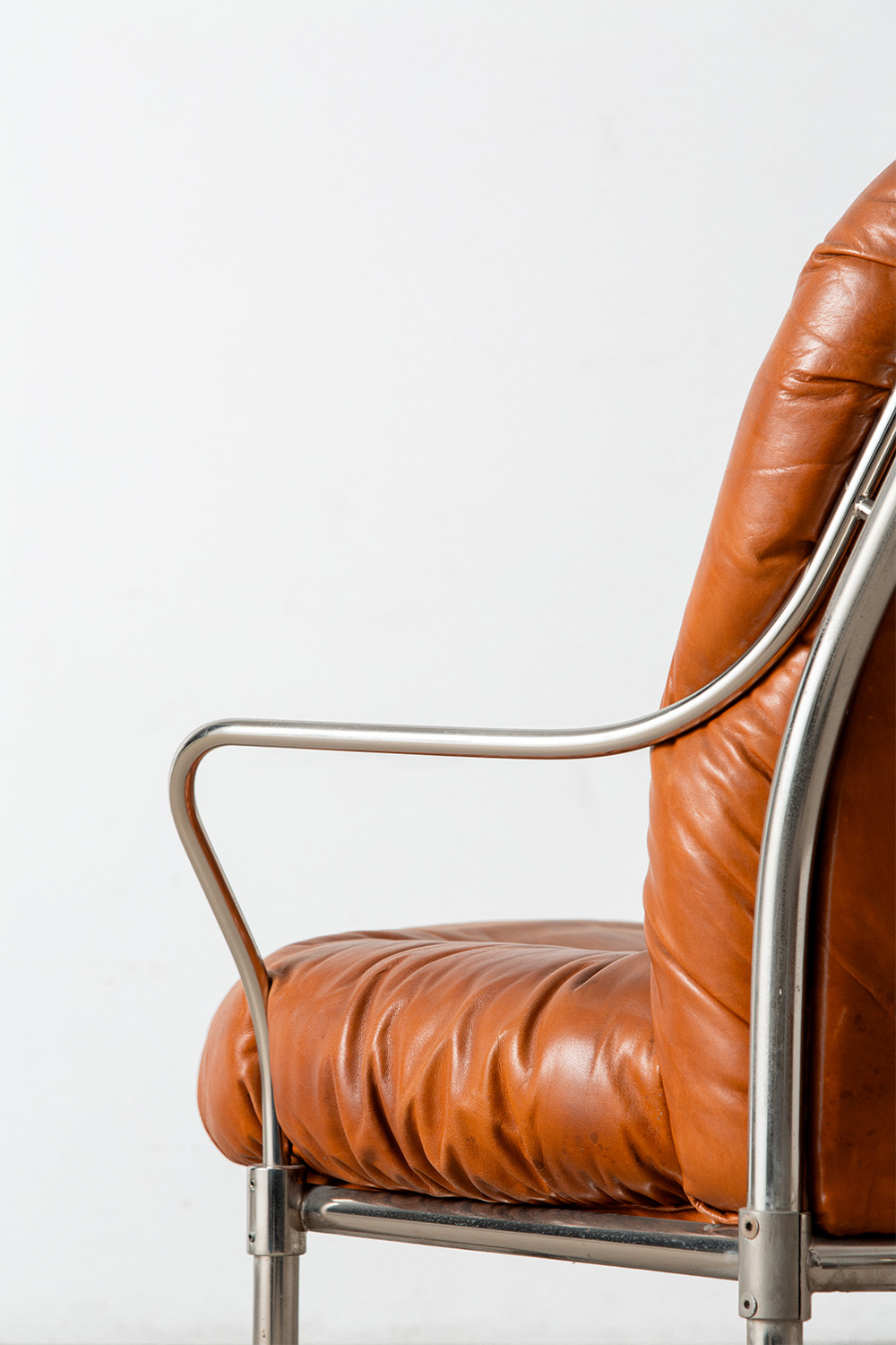 ‘915’ Lounge Chair & Ottoman Set by Carlo De Carli for Cinova in Leather and Chrome
