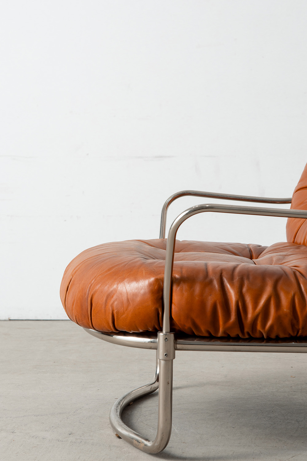 ‘915’ Lounge Chair & Ottoman Set by Carlo De Carli for Cinova in Leather and Chrome