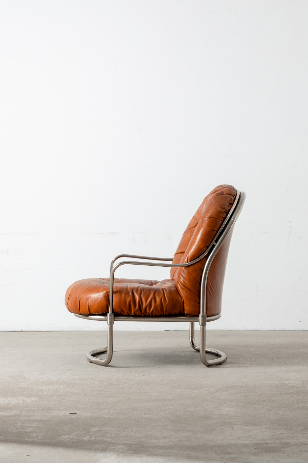 ‘915’ Lounge Chair & Ottoman Set by Carlo De Carli for Cinova in Leather and Chrome