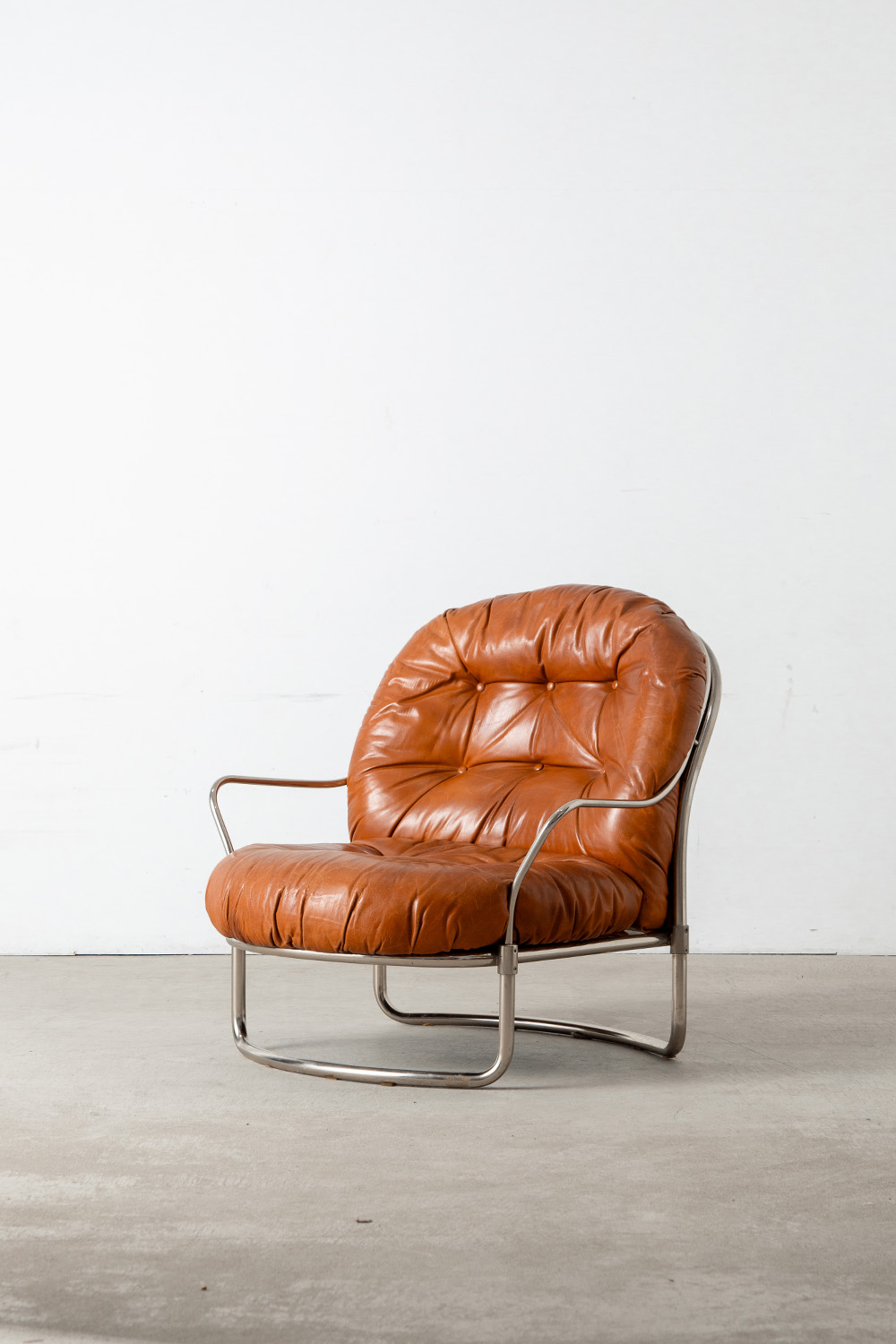 ‘915’ Lounge Chair & Ottoman Set by Carlo De Carli for Cinova in Leather and Chrome