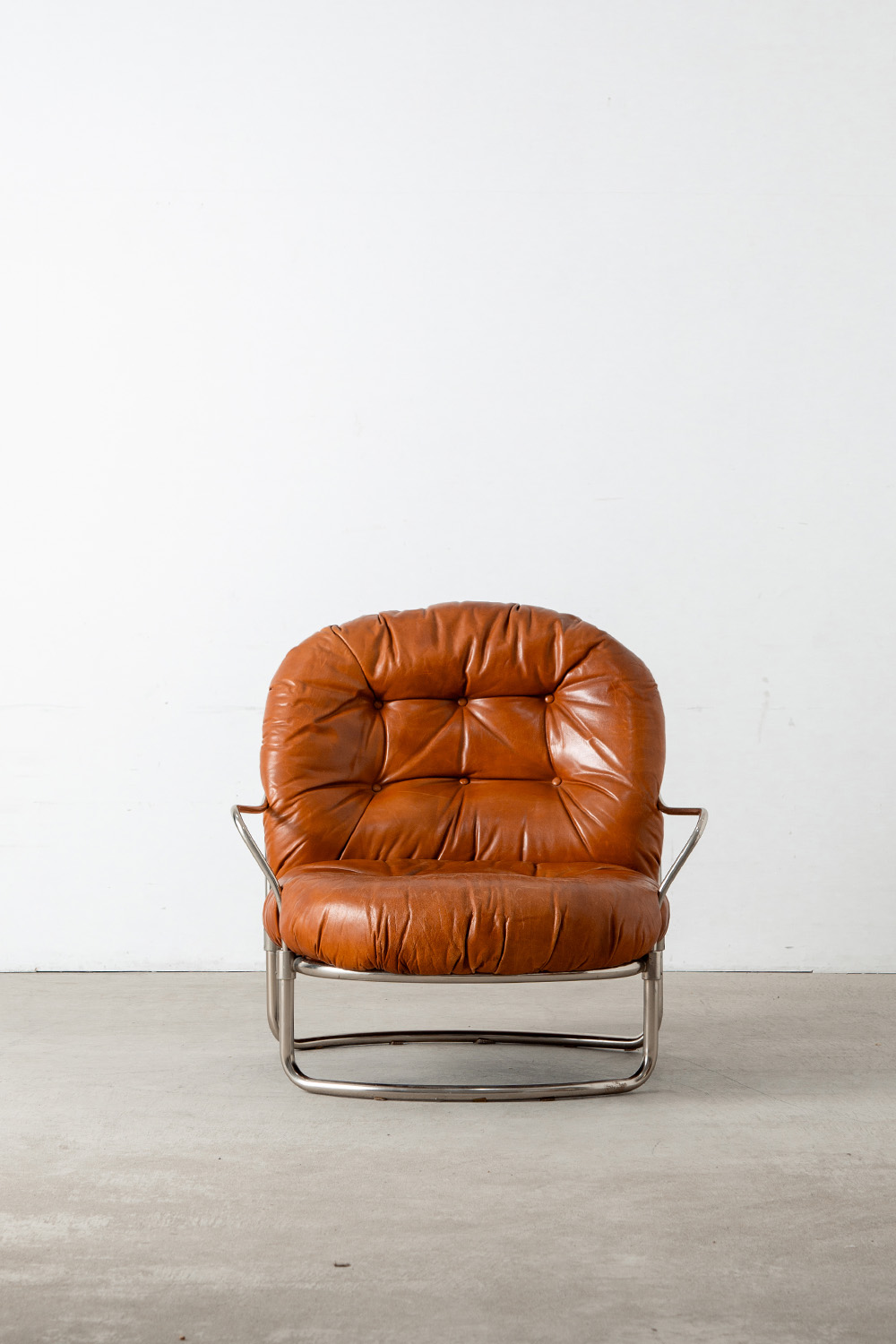 ‘915’ Lounge Chair & Ottoman Set by Carlo De Carli for Cinova in Leather and Chrome
