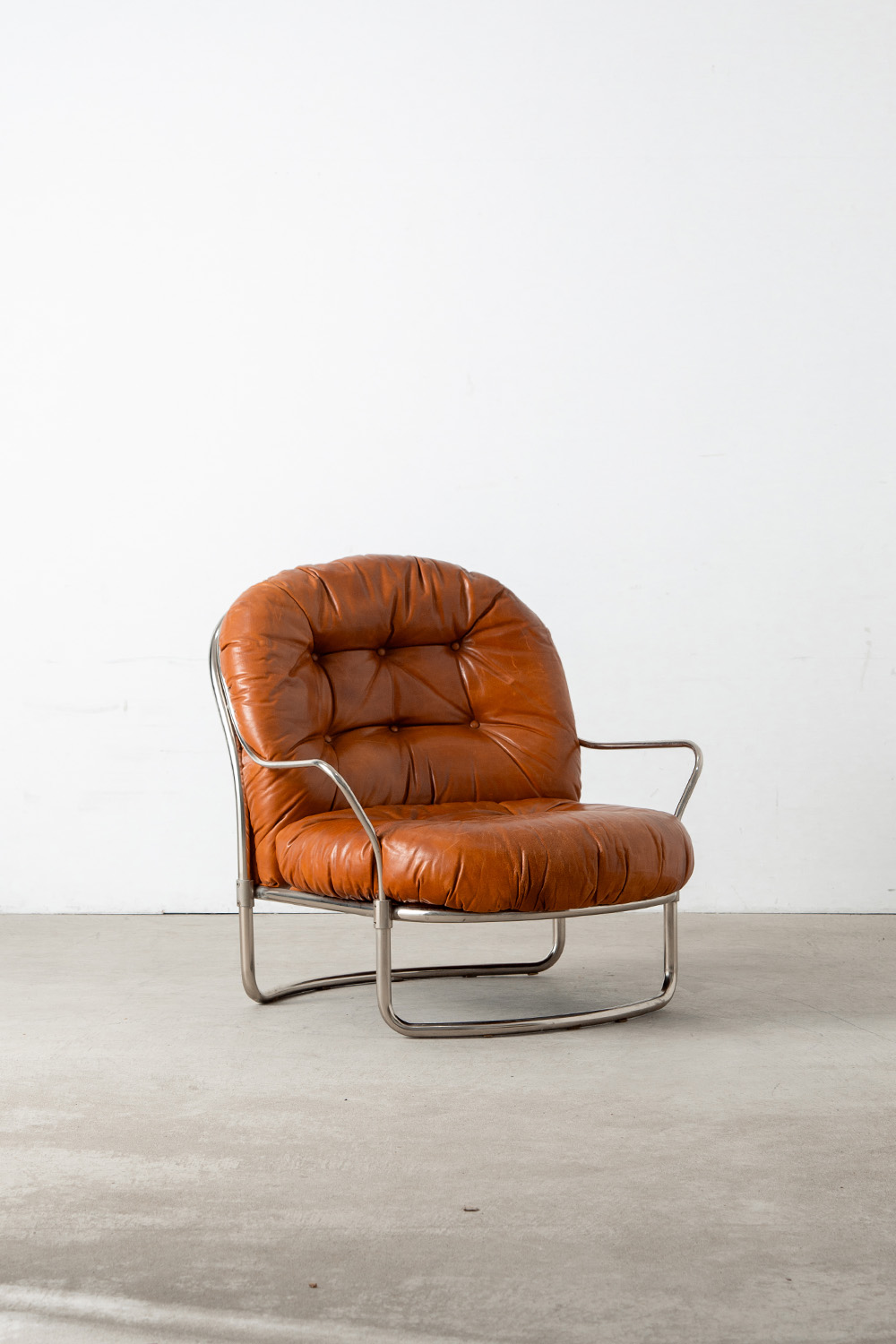 ‘915’ Lounge Chair & Ottoman Set by Carlo De Carli for Cinova in Leather and Chrome