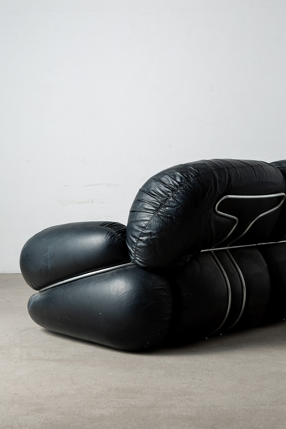 ‘Okay’ Three-Seater Sofa by Adriano Piazzesi in Leather and Chrome