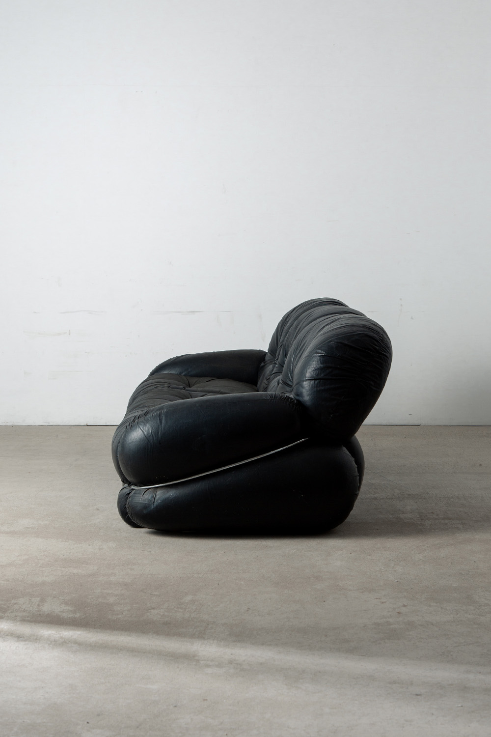 ‘Okay’ Three-Seater Sofa by Adriano Piazzesi in Leather and Chrome