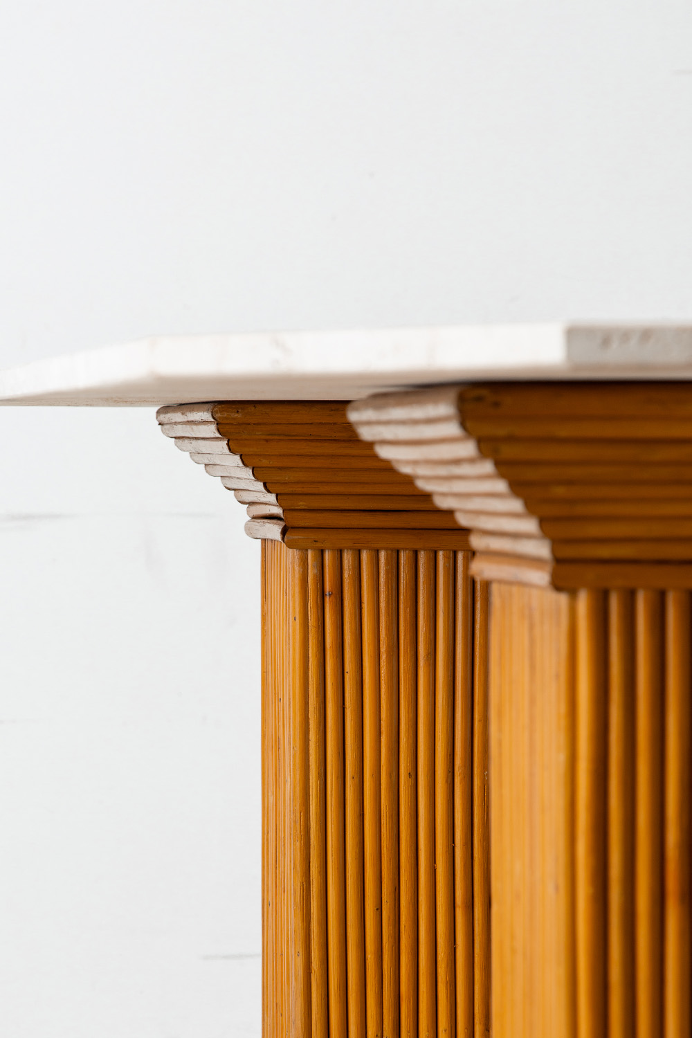 Dining Table in Travertine and Rattan