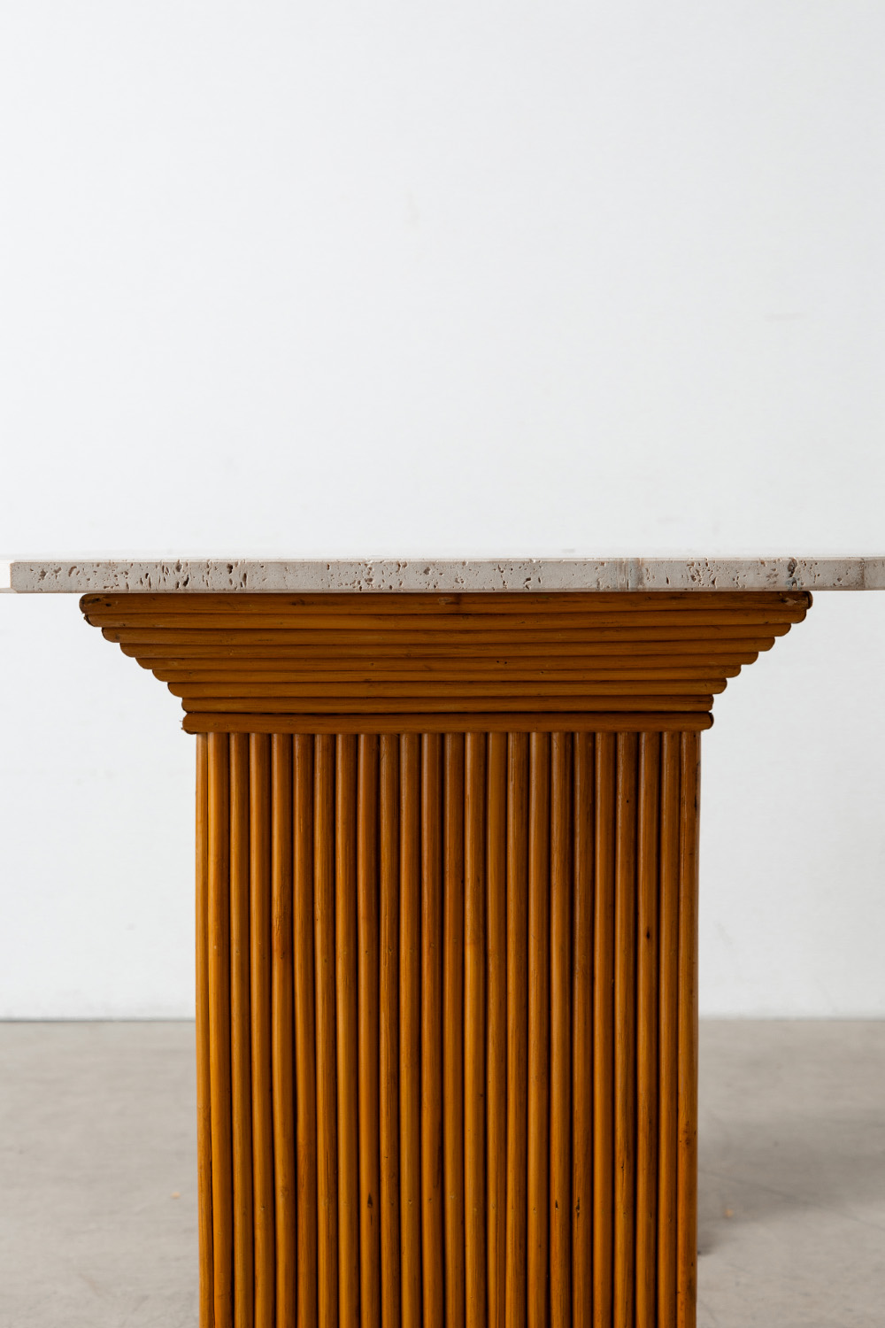 Dining Table in Travertine and Rattan